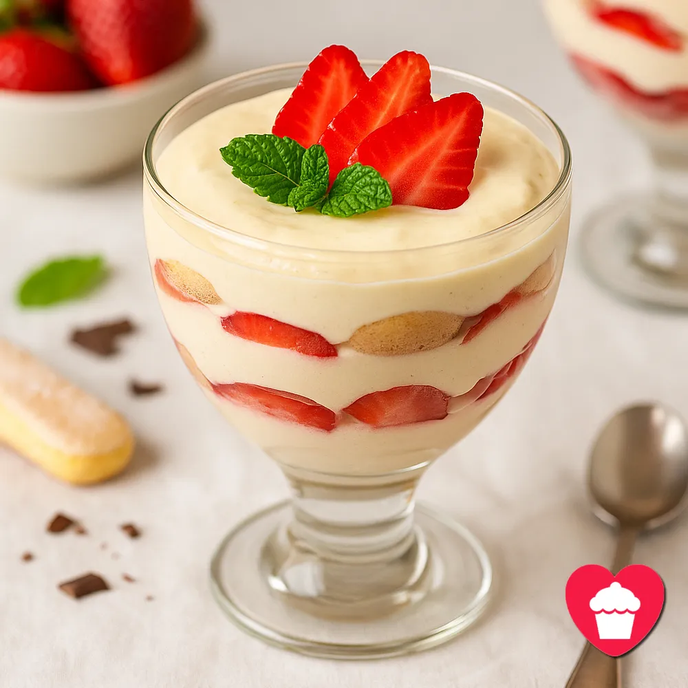 Receta Tiramisú de fresa sin lactosa
